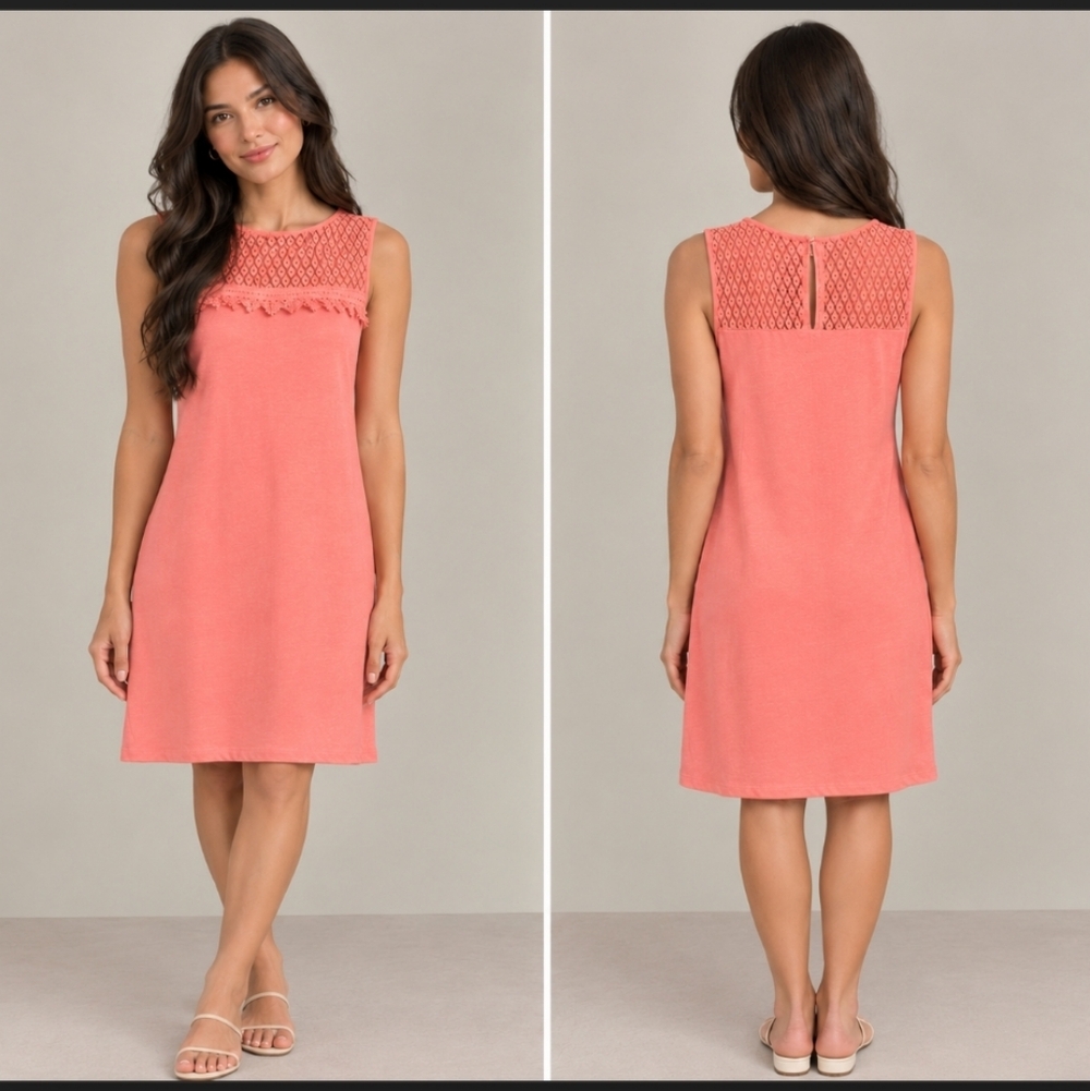 DAISY FUENTES SIZE SMALL Sleeveless Coral Lace Dress